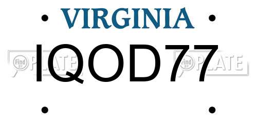 IQOD77 Virginia License Plate
