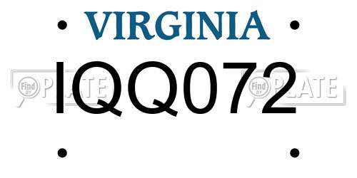 IQQ072 Virginia License Plate