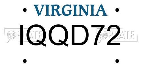 IQQD72 Virginia License Plate