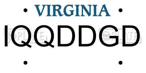 IQQDDGD Virginia License Plate
