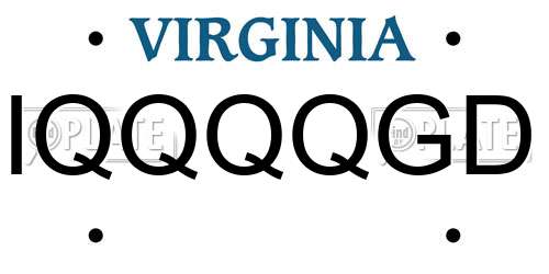 IQQQQGD Virginia License Plate
