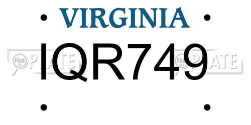IQR749 Virginia License Plate