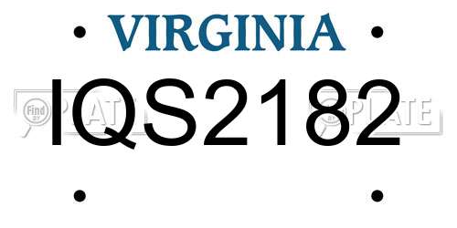 IQS2182 Virginia License Plate