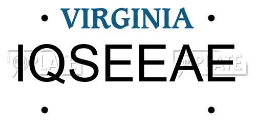 IQSEEAE Virginia License Plate