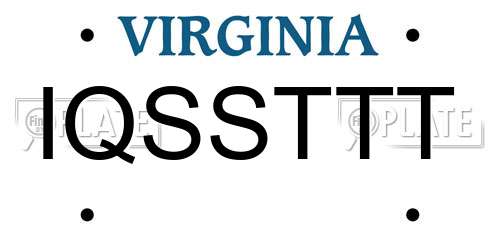 IQSSTTT Virginia License Plate