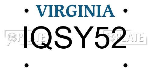 IQSY52 Virginia License Plate