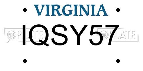IQSY57 Virginia License Plate