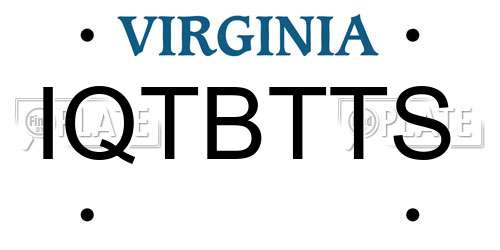 IQTBTTS Virginia License Plate
