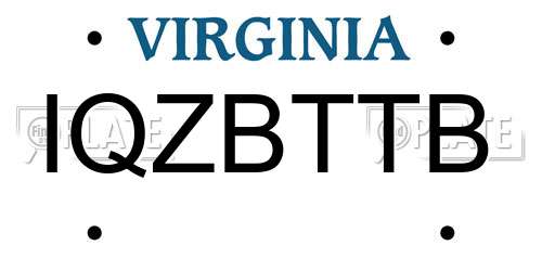 IQZBTTB Virginia License Plate