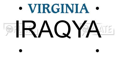 IRAQYA Virginia License Plate