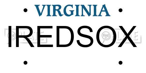 IREDSOX Virginia License Plate