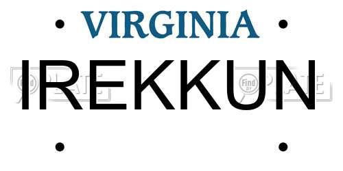 IREKKUN Virginia License Plate