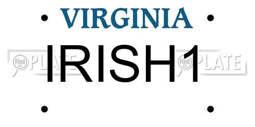 IRISH1 Virginia License Plate