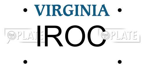 IROC Virginia License Plate