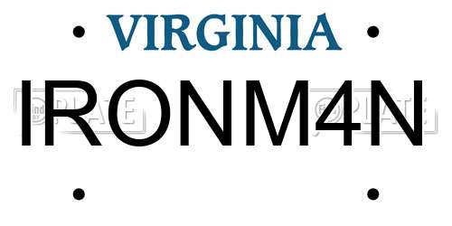 IRONM4N Virginia License Plate