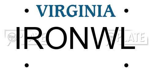 IRONWL Virginia License Plate