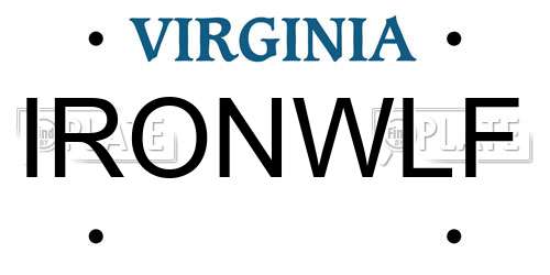 IRONWLF Virginia License Plate