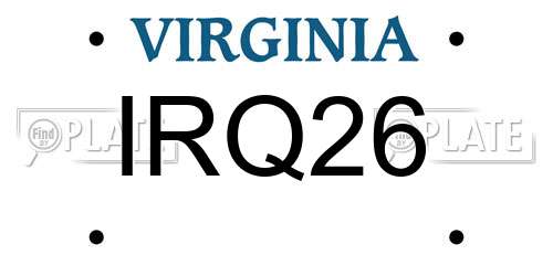 IRQ26 Virginia License Plate