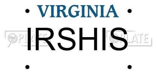 IRSHIS Virginia License Plate