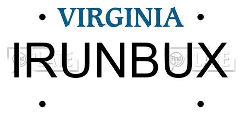 IRUNBUX Virginia License Plate