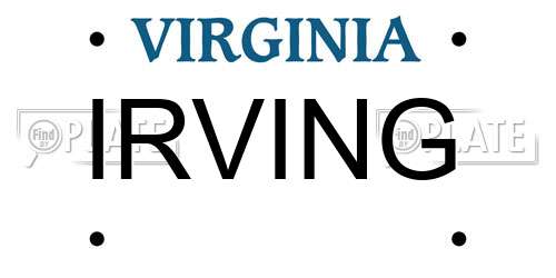 IRVING Virginia License Plate
