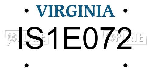 IS1E072 Virginia License Plate