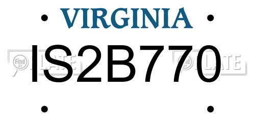 IS2B770 Virginia License Plate