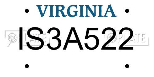 IS3A522 Virginia License Plate