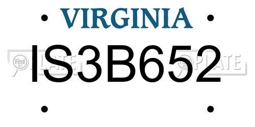 IS3B652 Virginia License Plate