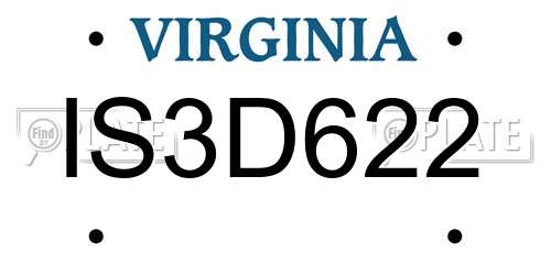 IS3D622 Virginia License Plate