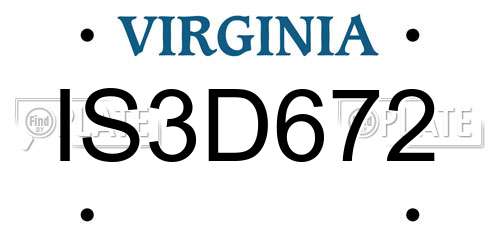 IS3D672 Virginia License Plate