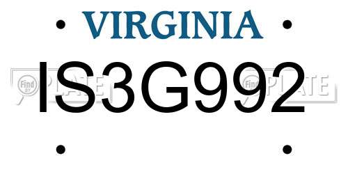 IS3G992 Virginia License Plate