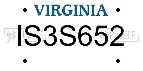 IS3S652 Virginia License Plate