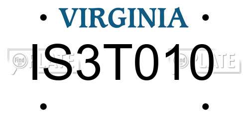 IS3T010 Virginia License Plate