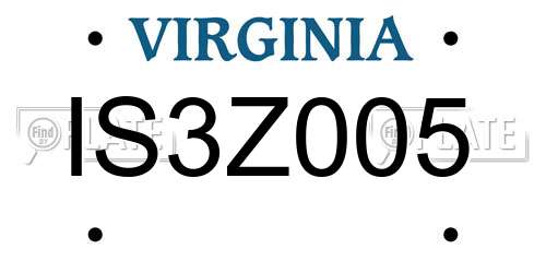IS3Z005 Virginia License Plate