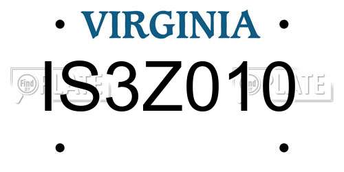 IS3Z010 Virginia License Plate