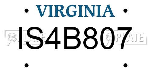 IS4B807 Virginia License Plate