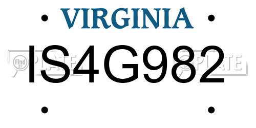 IS4G982 Virginia License Plate