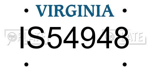 IS54948 Virginia License Plate