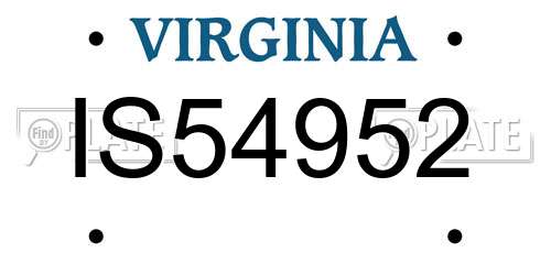 IS54952 Virginia License Plate