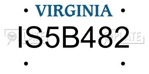IS5B482 Virginia License Plate