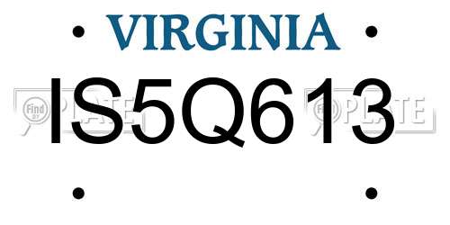 IS5Q613 Virginia License Plate