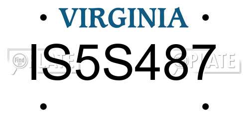 IS5S487 Virginia License Plate
