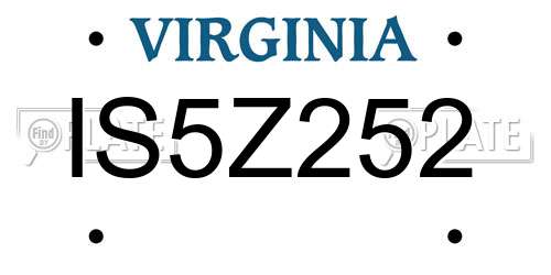 IS5Z252 Virginia License Plate