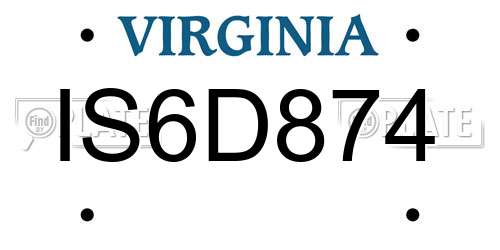 IS6D874 Virginia License Plate