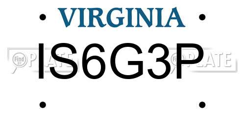 IS6G3P Virginia License Plate