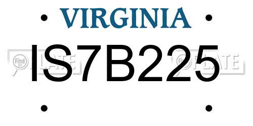 IS7B225 Virginia License Plate