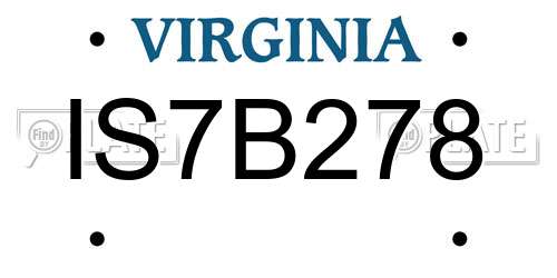 IS7B278 Virginia License Plate
