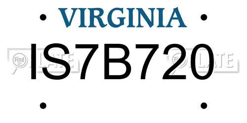 IS7B720 Virginia License Plate