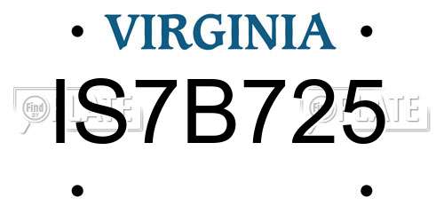 IS7B725 Virginia License Plate